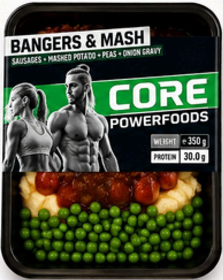 Core Powerfoods Bangers & Mash · 30g protein